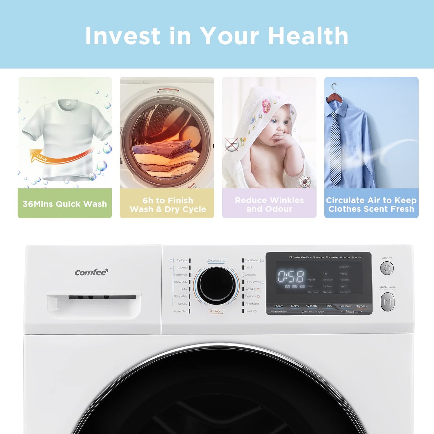 24" Ventless Washer Dryer Combo | 2.7 Cu. Ft. | Steam Care